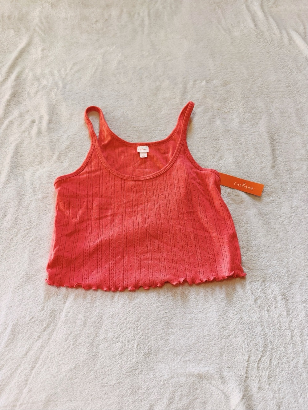 Colsie Coral Ribbed Cropped Tank
